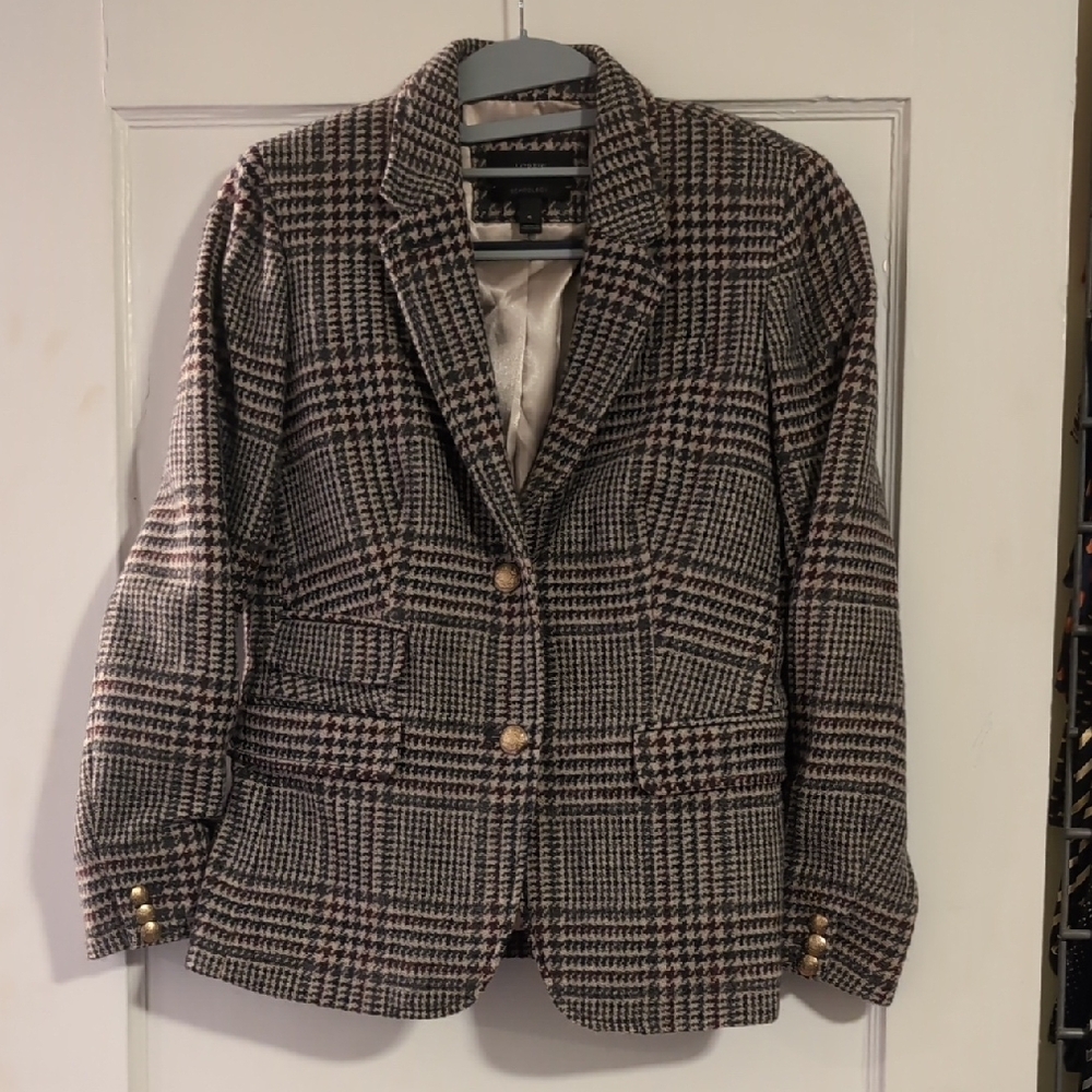 JCrew Women's Plaid Wool Blazer Sz4